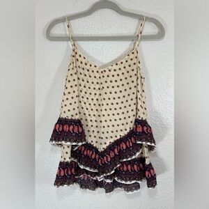 Anthropologie Maeve Buteh Borders Paisley Ruffle Tiered Cami Women’s XS Bohemian